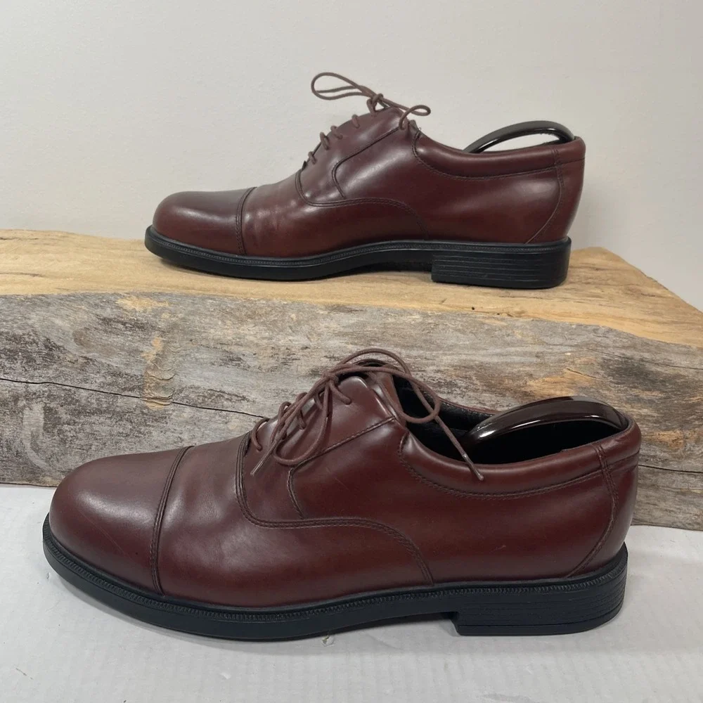 Rockport Mens 11 Leather Dress Shoes Lace Up Brown Office Evening Wedding‎ Comfy